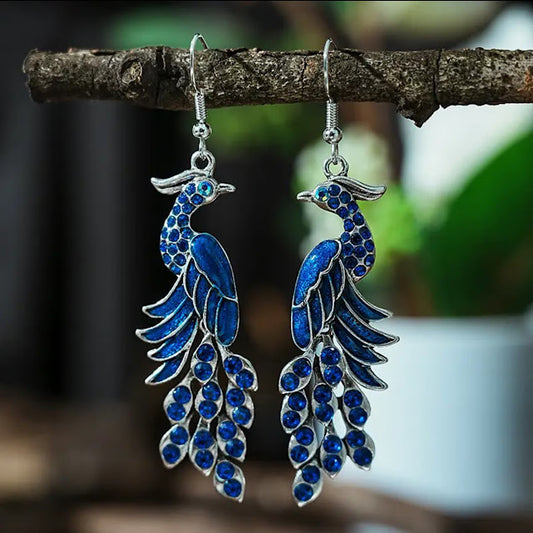 Rhinestone Peacock Earrings