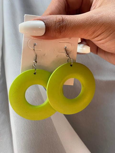 The Hollow Lime Earrings- Handmade with Wood